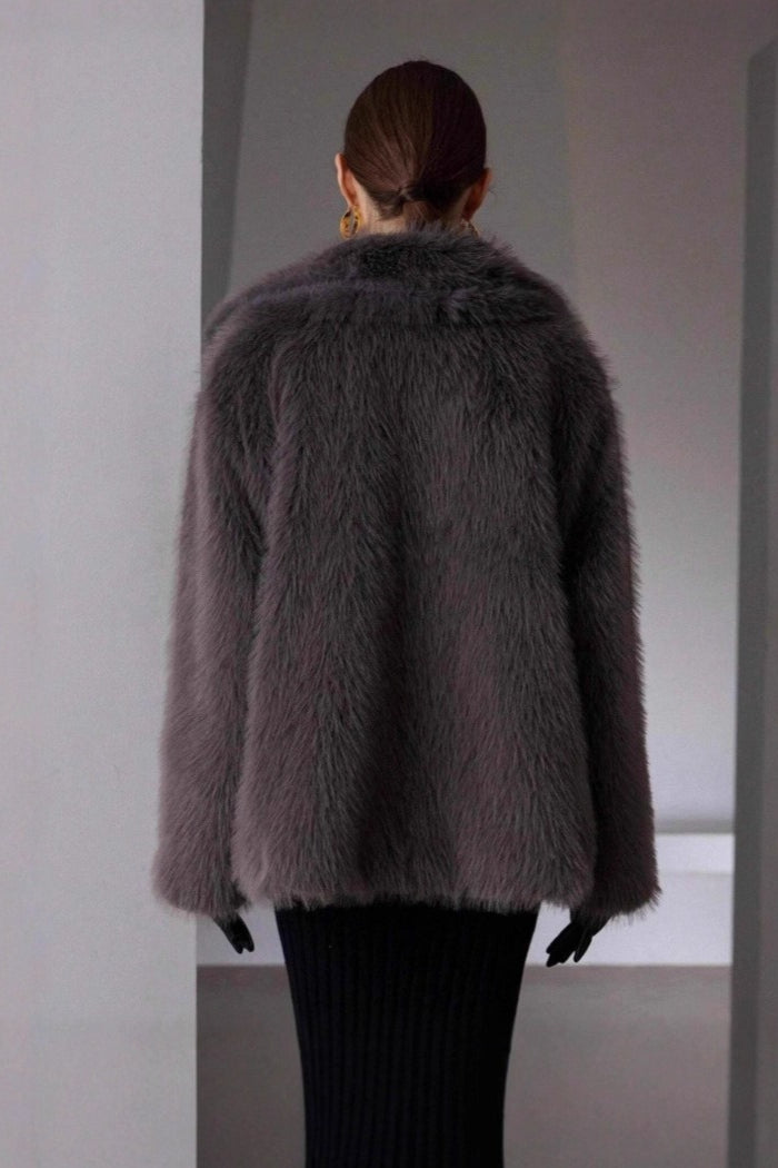 Elegant Solid Faux Fur Winter Coat for Cozy and Stylish Winter Days