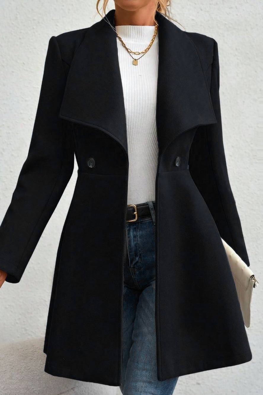 Elegant Wool Long Coat with Belt