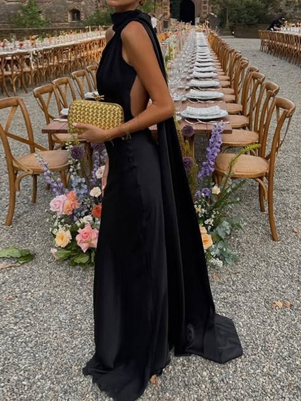 Elegant women's sleeveless halter dress with straps for a stylish appearance