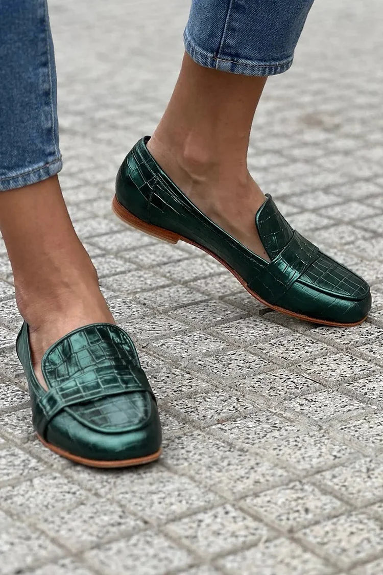 Crocodile-Effect Leather Loafer