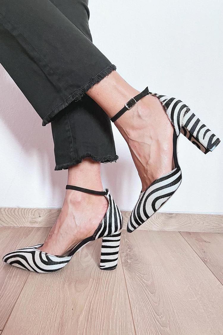 Chic Zebra-Print Pumps with Ankle Strap