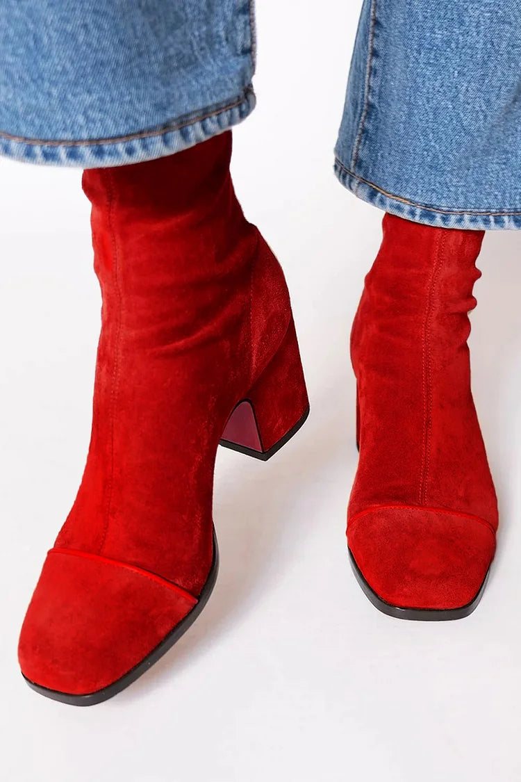 Chic Square-Toe Ankle Boot with a Bold Heel