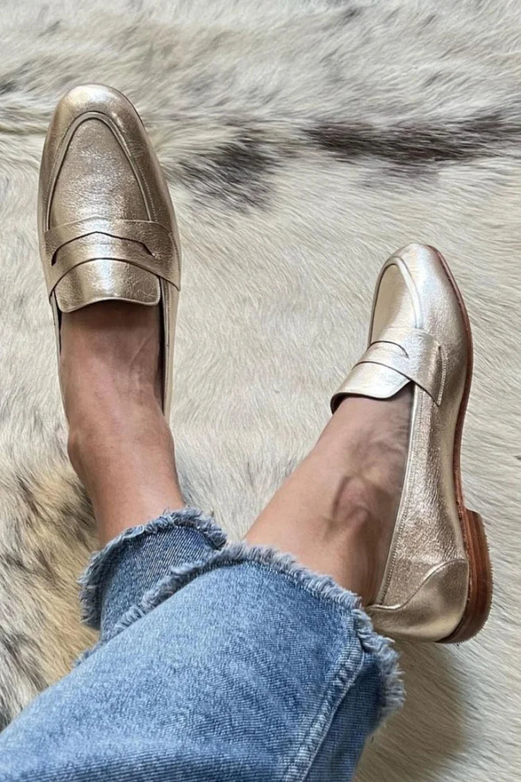 Shimmering Light Gold Loafer