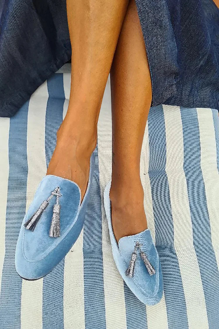 Elegant Slippers with Silver Tassels