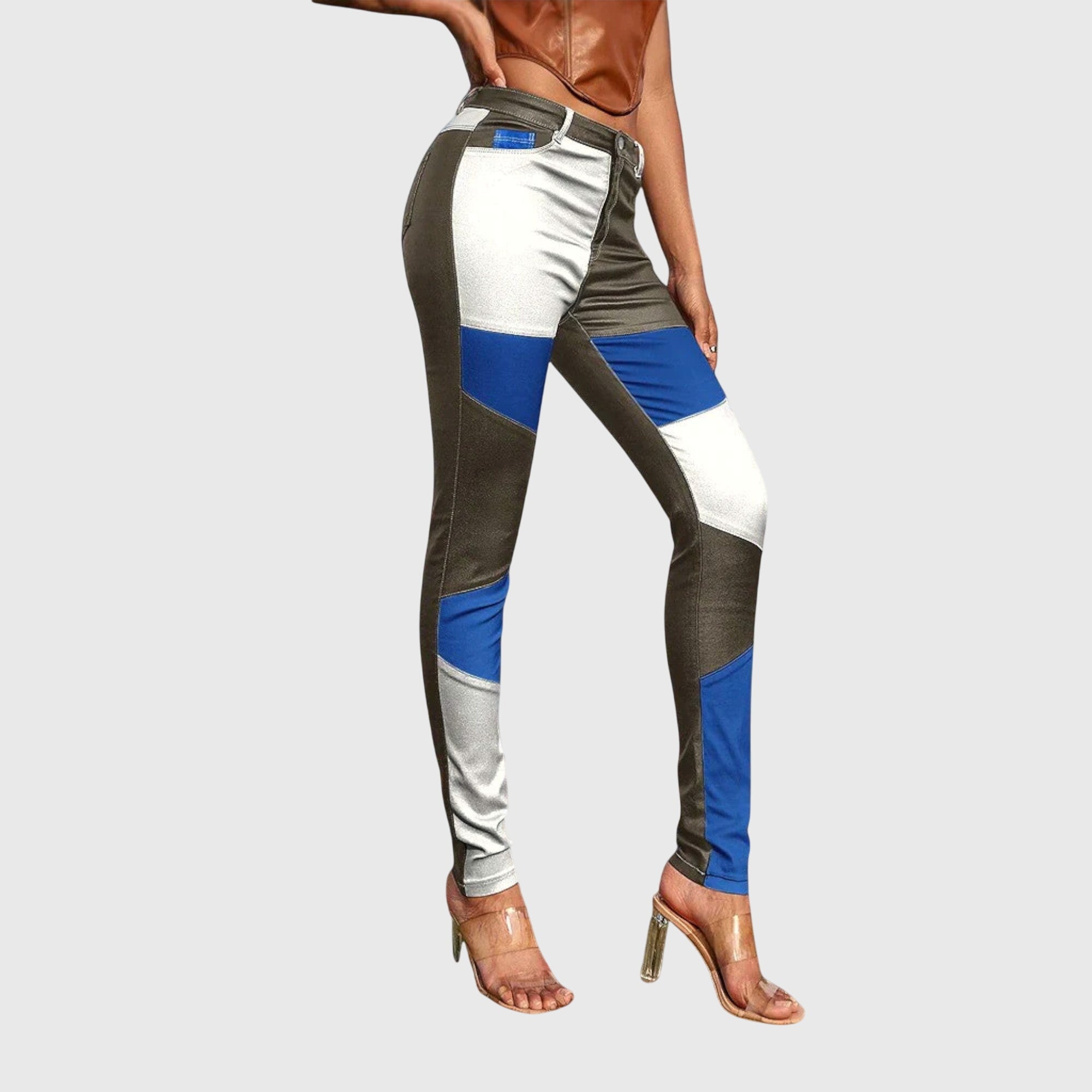 Color-Block Tube Pants - Sleek, Modern Slim-Fit Style