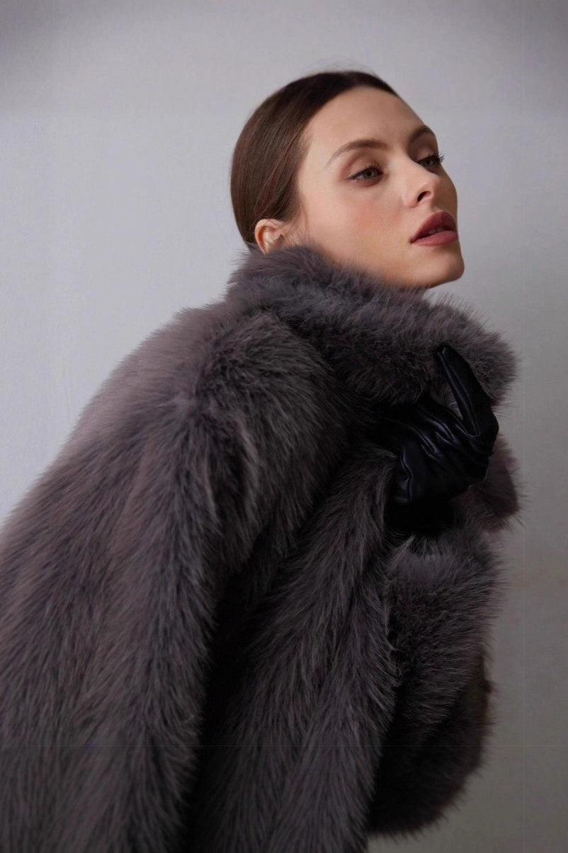 Elegant Solid Faux Fur Winter Coat for Cozy and Stylish Winter Days