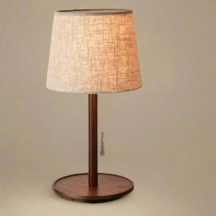 Elegant Gentle Glow Lamp made of Nordic Walnut wood with noble fabric accents