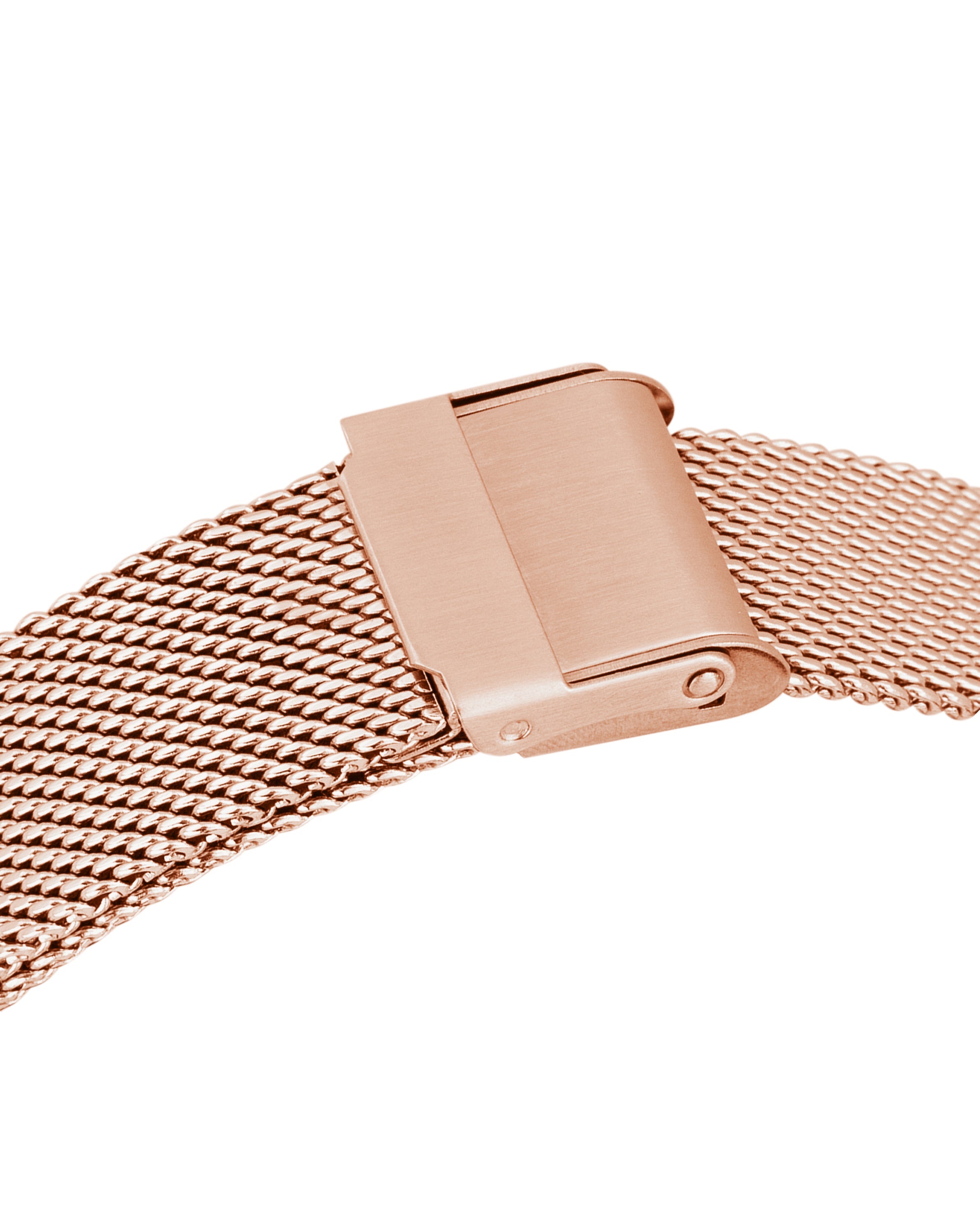 Elegant Midnight Rectangular Watch with Rose Gold Tint, Black Dial, and Mesh Band