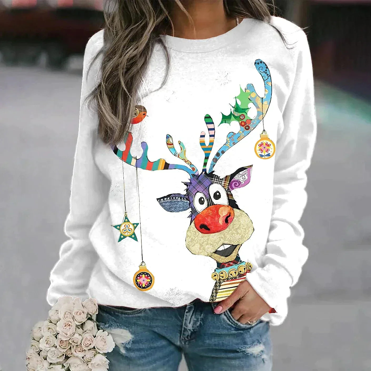 Festive women's Christmas sweater for a stylish holiday mood