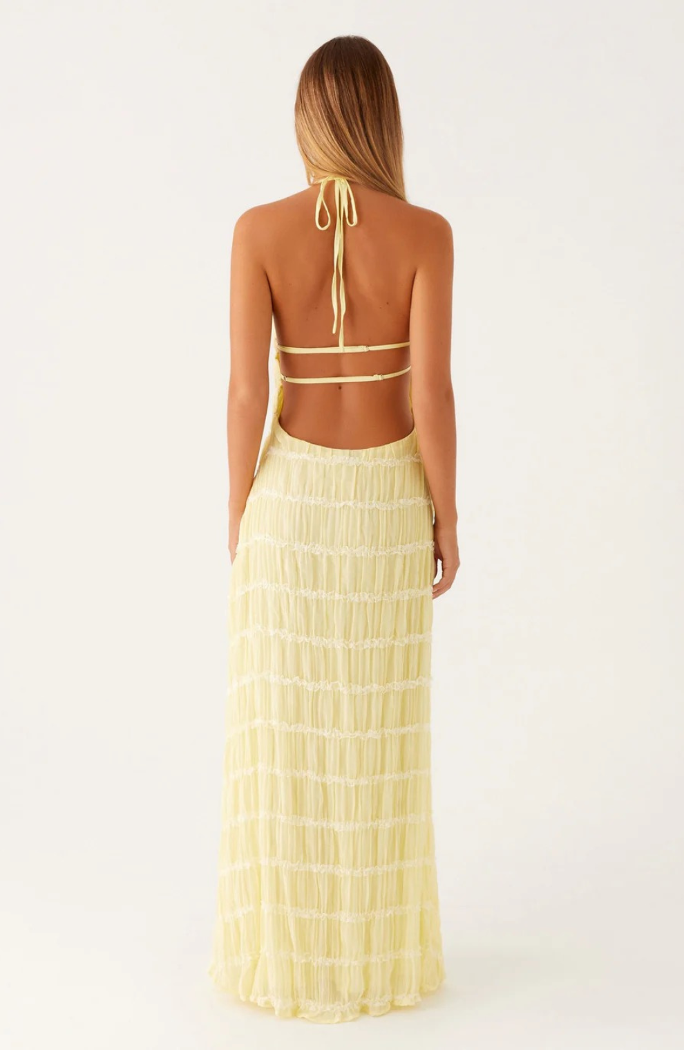 Caroline Textured Halter-Neck Maxi Dress – Effortless Summer Elegance