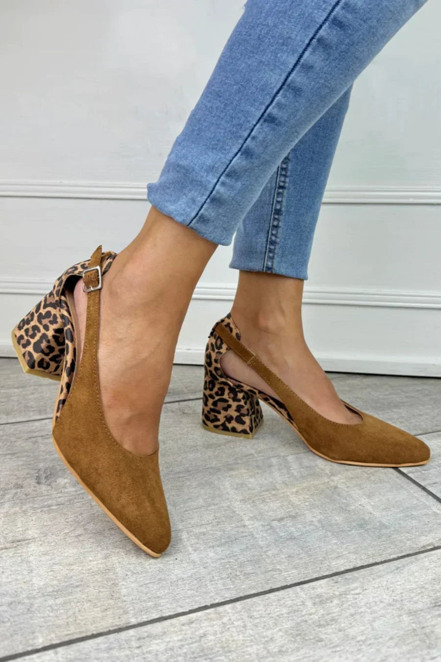Leopard-Print Slingback Heels