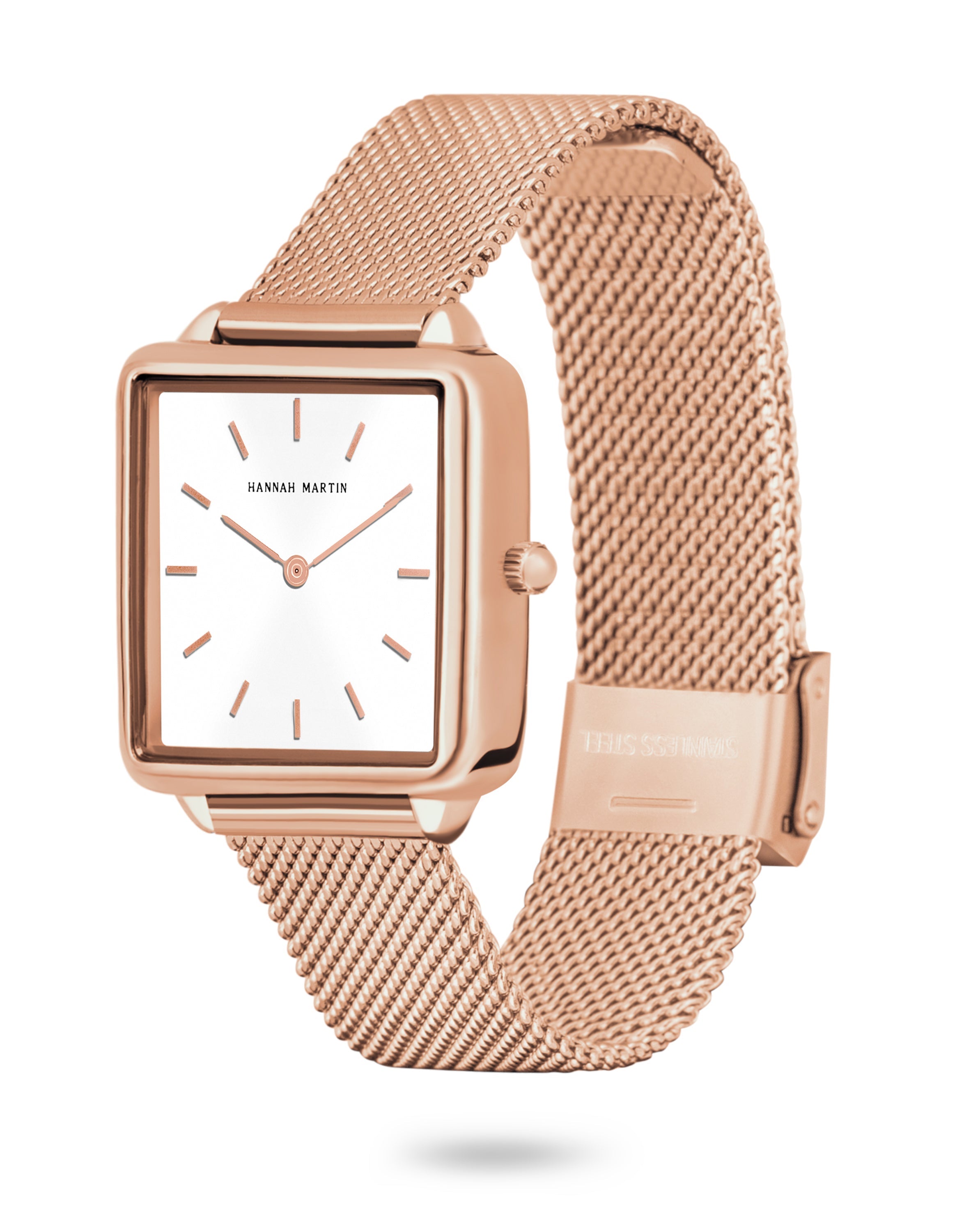 Elegant Rose Gold Square Watch with Mesh Band for a Chic Look