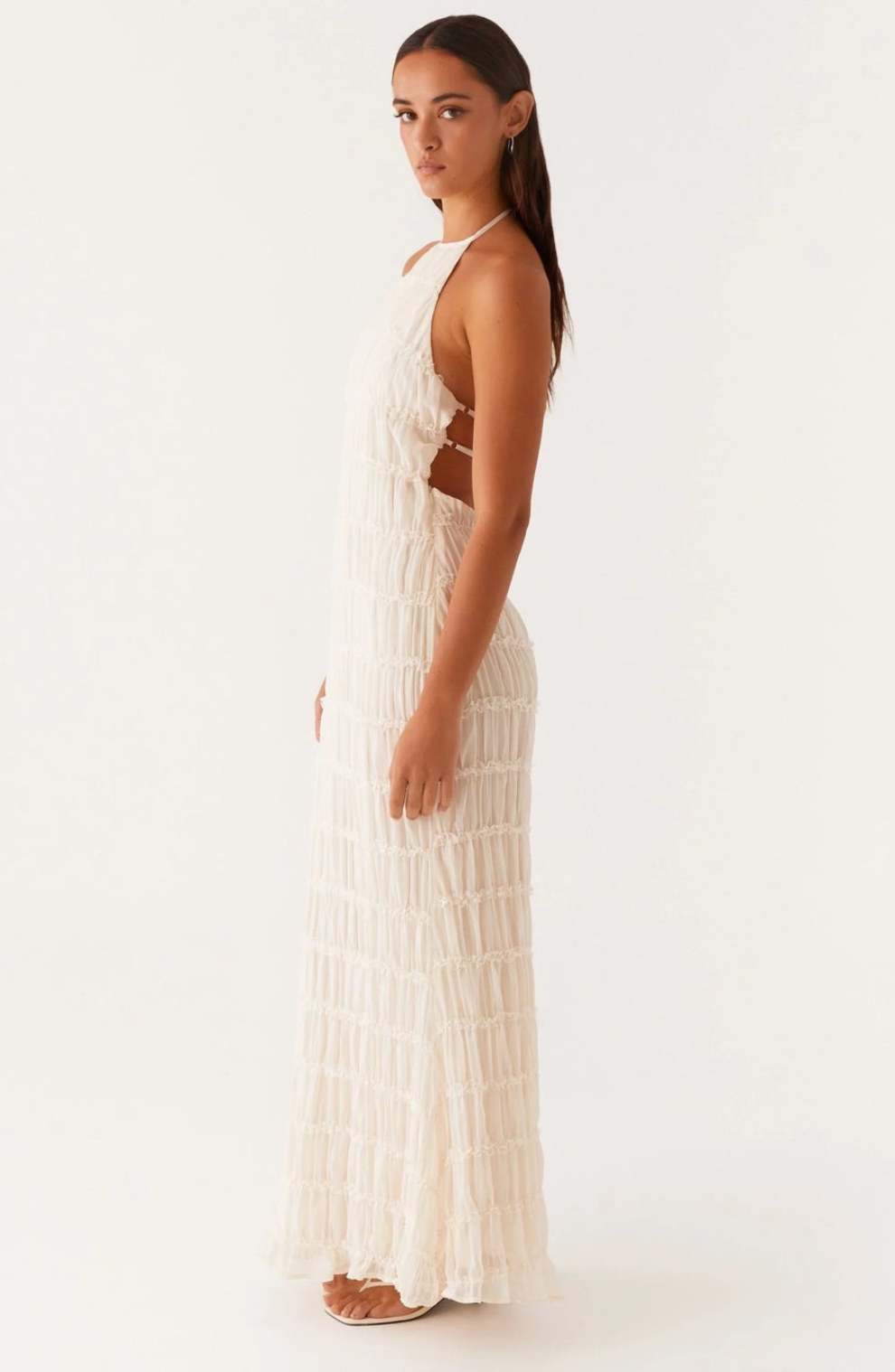 Caroline Textured Halter-Neck Maxi Dress – Effortless Summer Elegance
