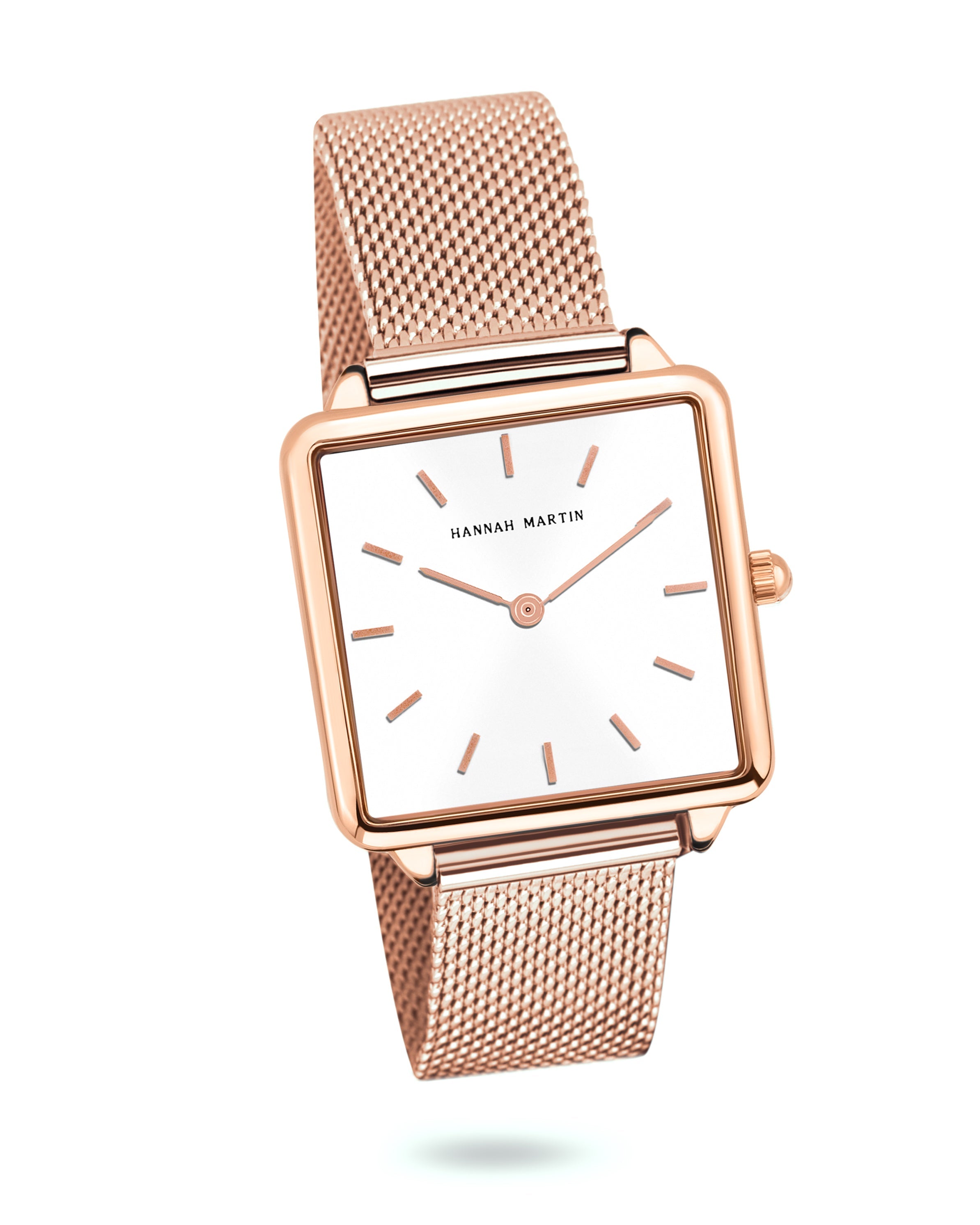 Elegant Rose Gold Square Watch with Mesh Band for a Chic Look