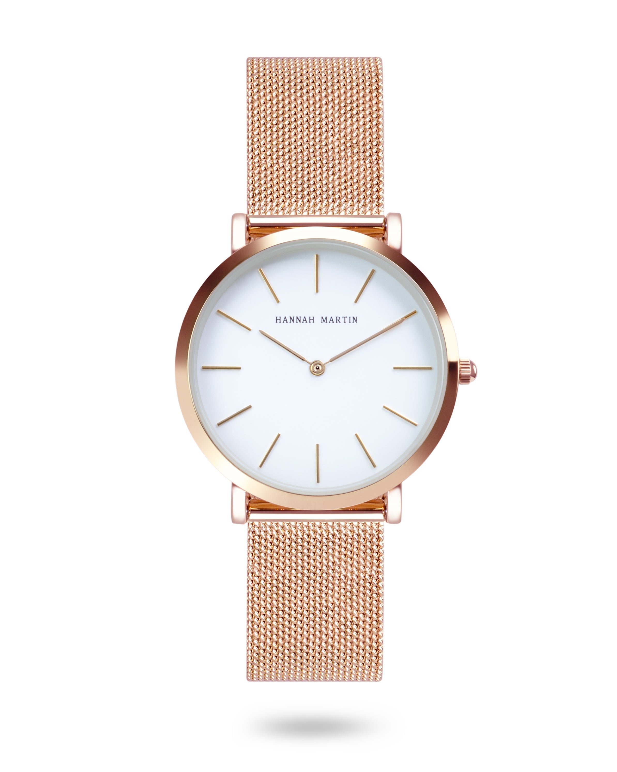 Aurora - Elegant Round Watch with Rose Gold Finish and Luxury Mesh Band