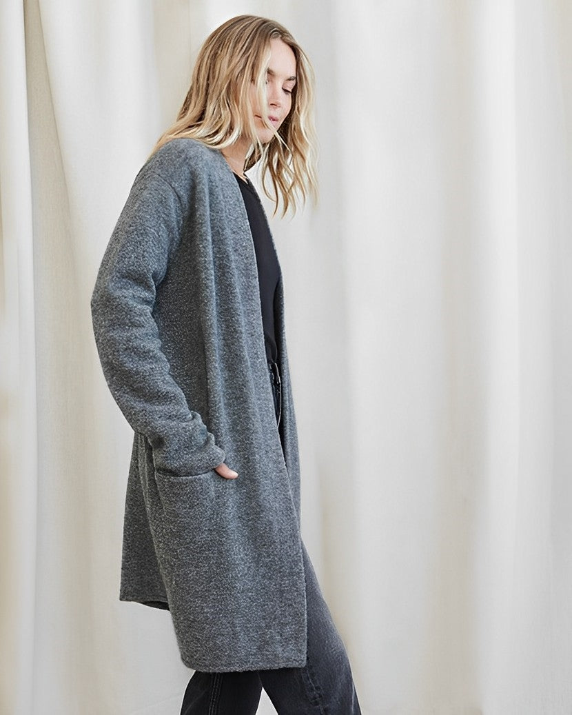 Women's Minimalist Open-Front Cardigan - Sleek, Everyday Layer