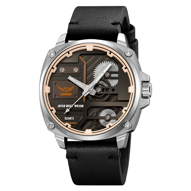 Elegant Men's Leather Watch with Quartz Movement