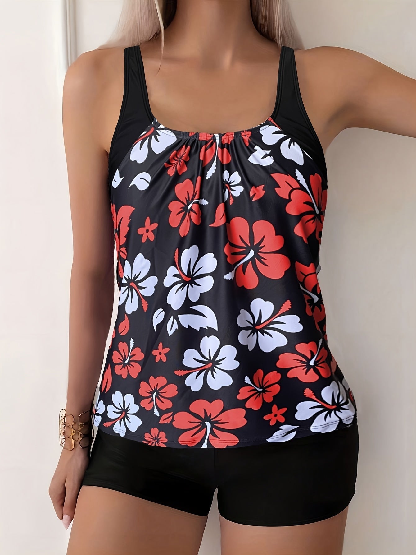 Elena Floral-Print Tankini Set - Stylish Two-Piece Swimwear for Summer