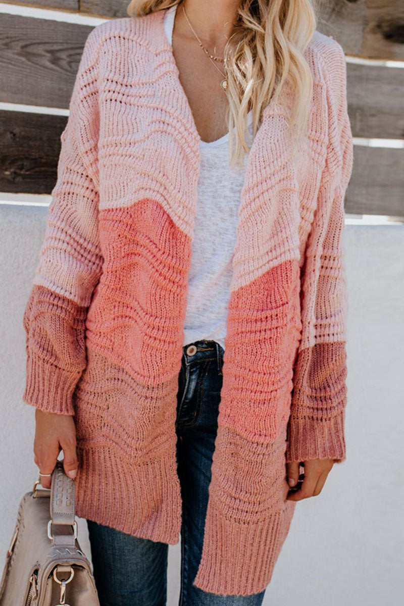 Zinnia Color-Block Textured Open-Front Cardigan