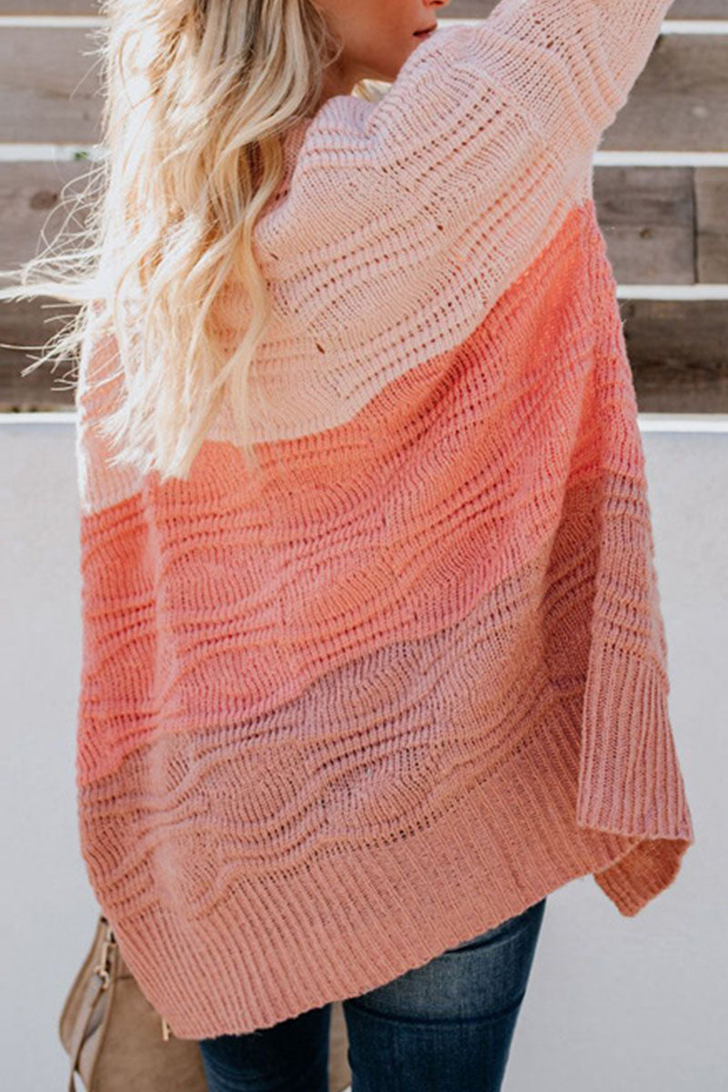 Zinnia Color-Block Textured Open-Front Cardigan