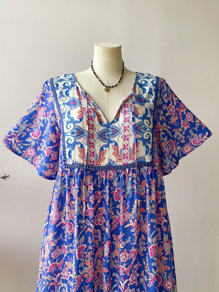 Plus-Size Boho Floral Maxi Dress – Flowy, Elegant & Comfortable