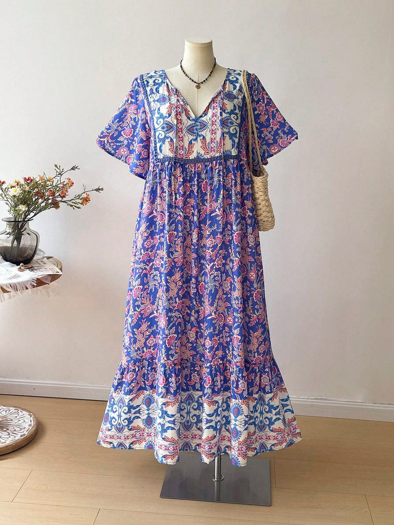 Plus-Size Boho Floral Maxi Dress – Flowy, Elegant & Comfortable