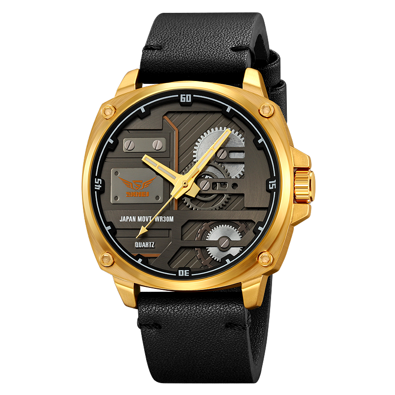 Elegant Men's Leather Watch with Quartz Movement