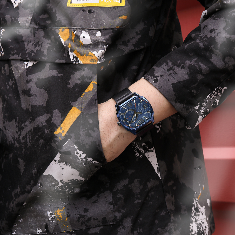 Luxury high-end leather sports watch