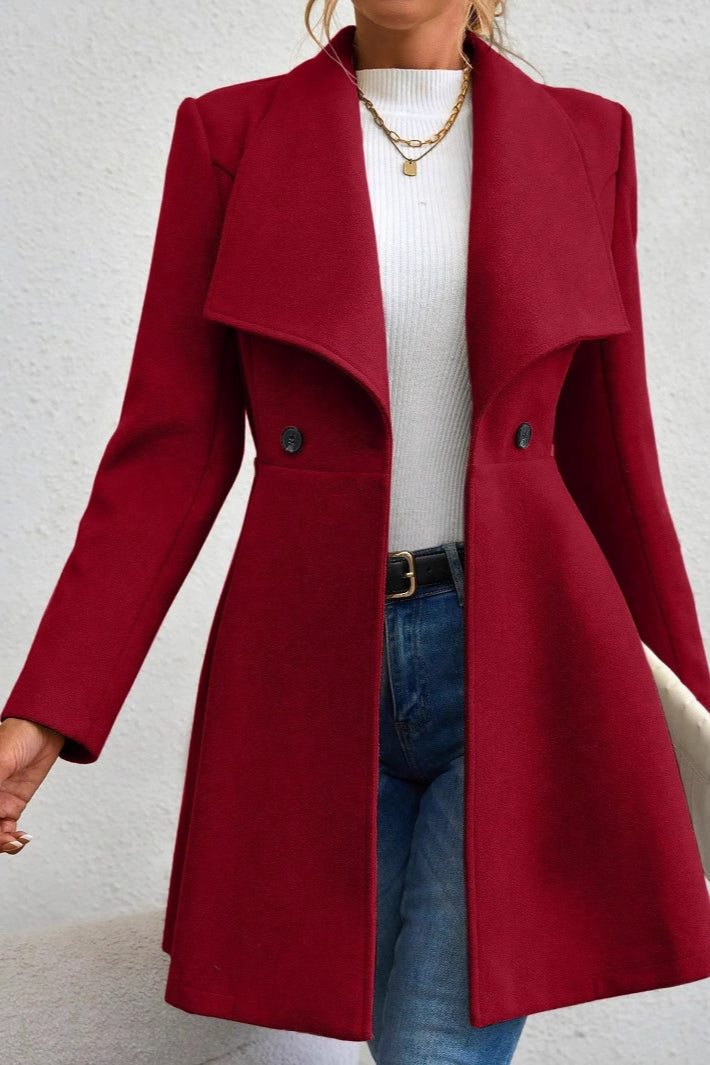 Elegant Wool Long Coat with Belt