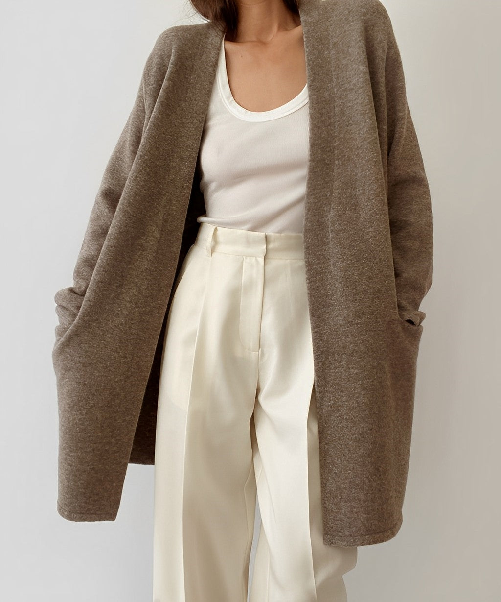 Women's Minimalist Open-Front Cardigan - Sleek, Everyday Layer