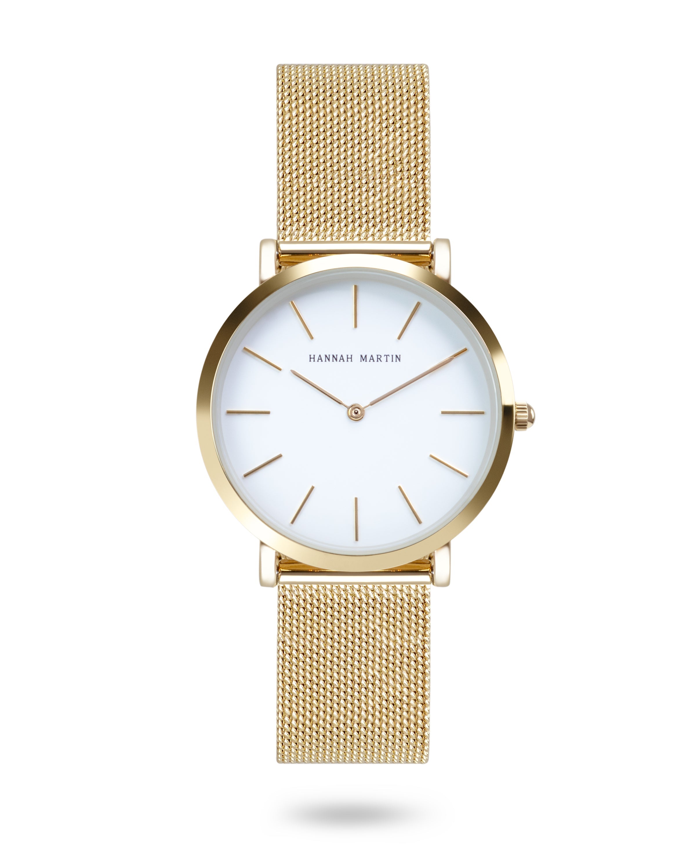 Solis - Elegant Round Gold Watch with Luxury Mesh Band
