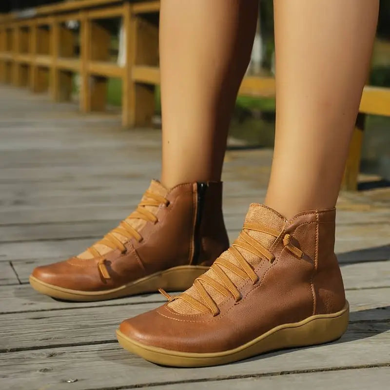 Women's Casual Lace-Up Ankle Boots - Everyday Comfort and Style