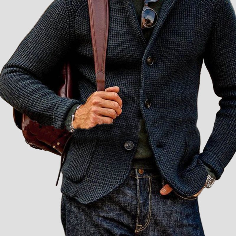 Austin Patch-Pocket Knit Blazer Cardigan — Sleek, Versatile Knit Layer