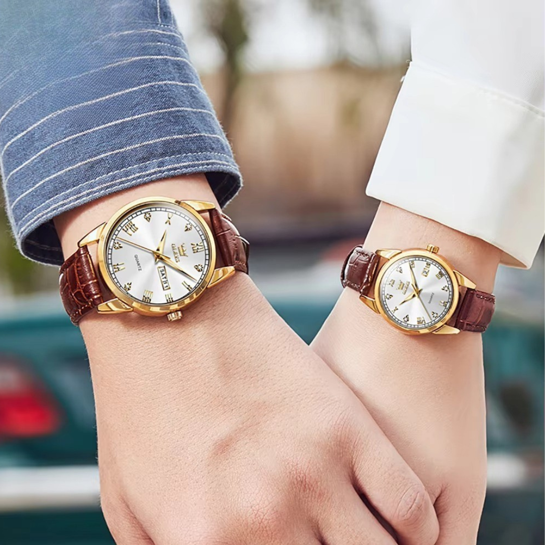 Elegant Couple Watch with Business Style and Quartz Analog Movement