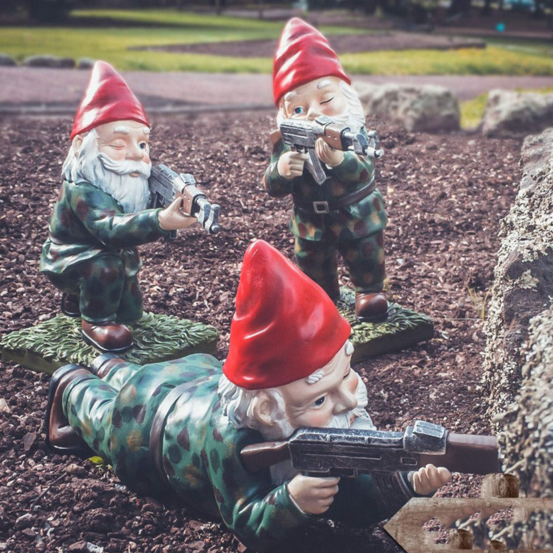 Drelix - Durable Military Garden Gnome for Play and Decoration