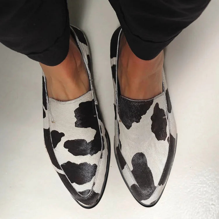 Cow-Print Slip-On Shoes - Effortless Comfort & Style