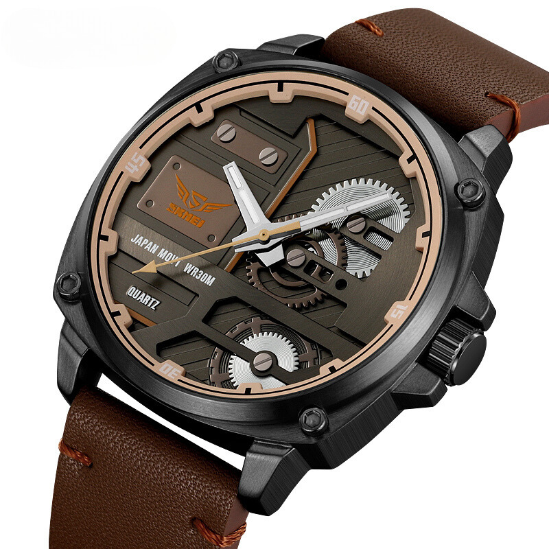 Elegant Men's Leather Watch with Quartz Movement