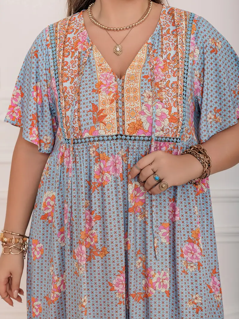 Boho Floral Maxi Dress for Plus Size – Flowy, Bohemian Style