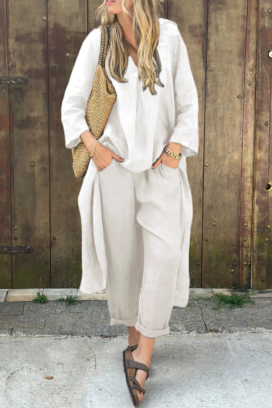 Florence Women's Casual Long Tunic and Pants Set for a Relaxed Style