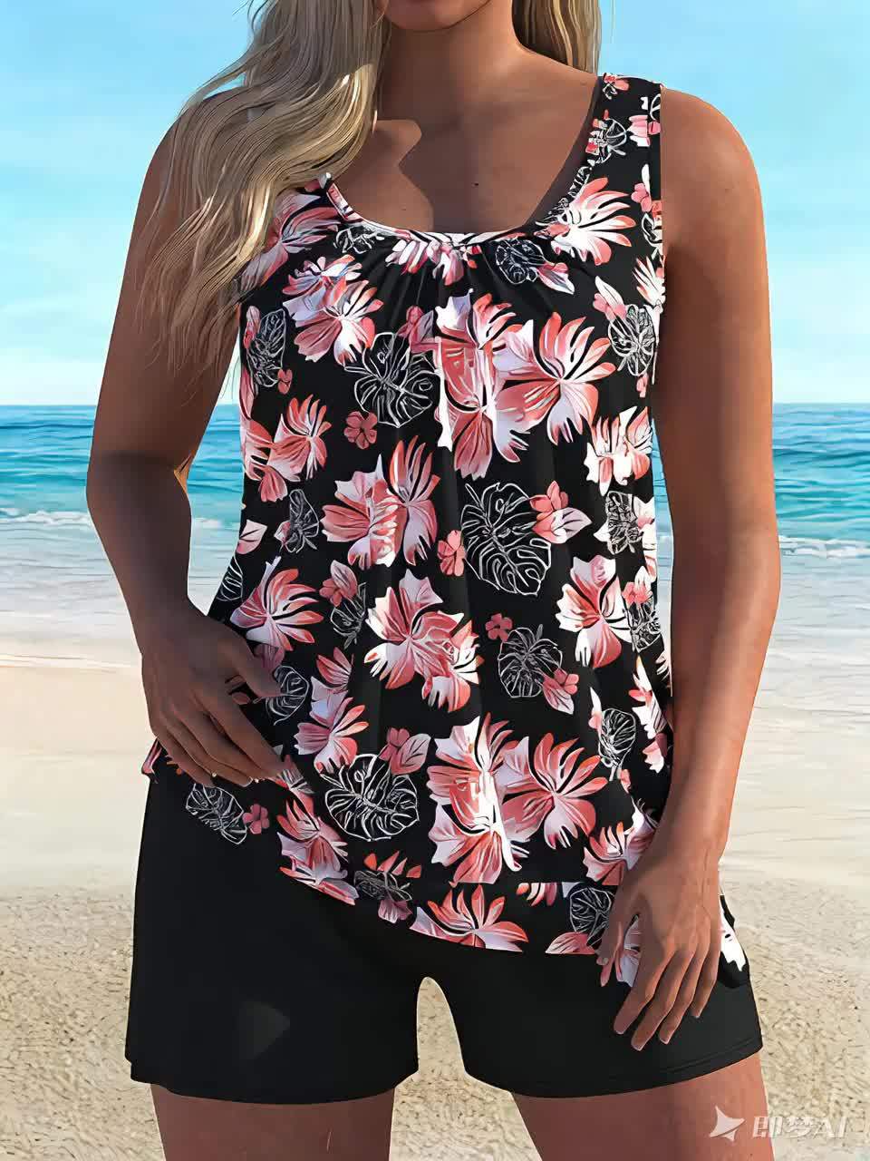 Clara Floral-Print Tankini Set – Vibrant, Flattering Summer Swimwear