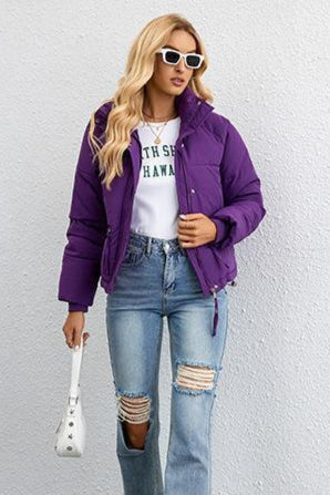 Short Puffer Coat with Stylish Stand Collar