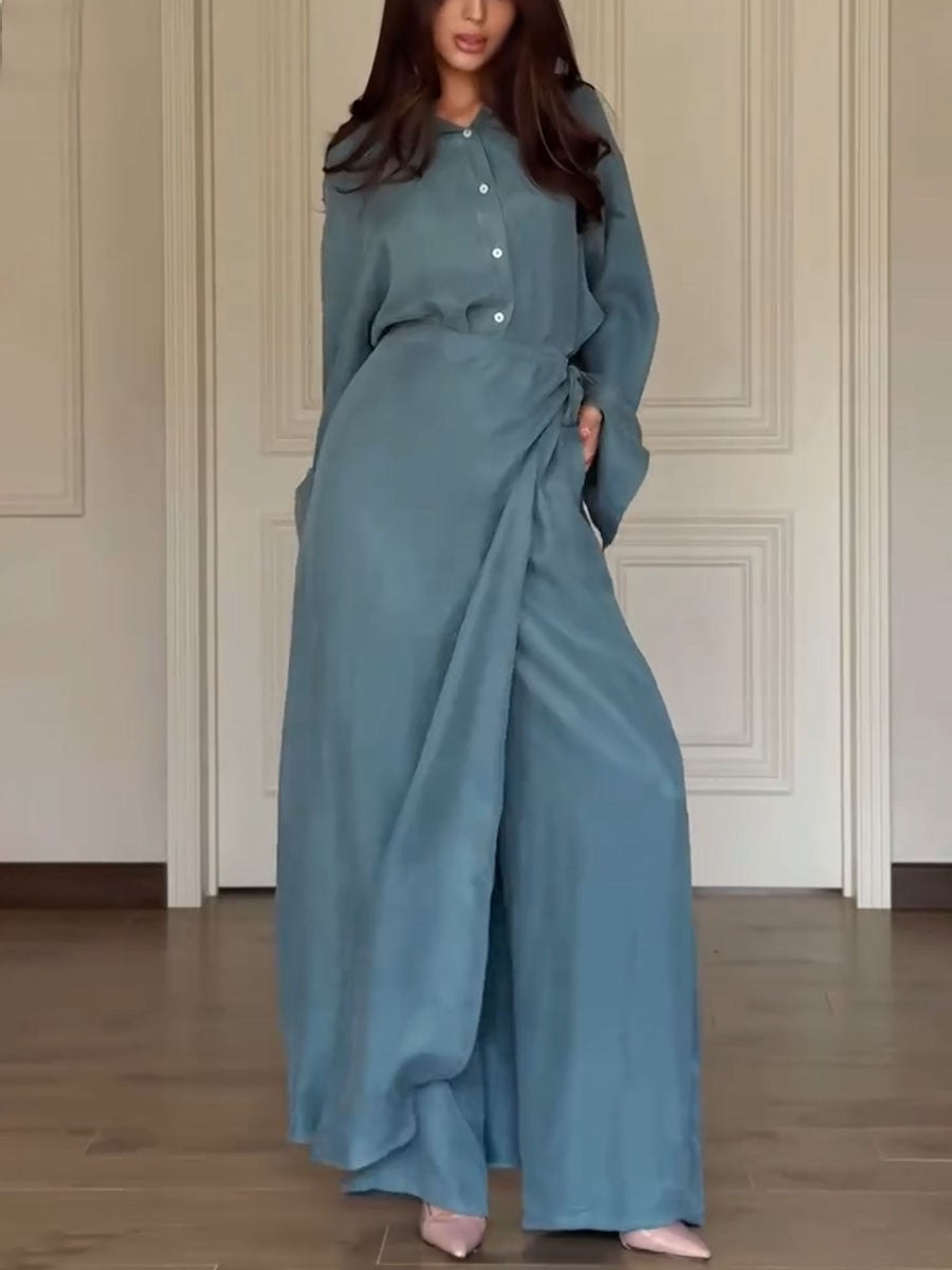 Elegant Shirt and Coordinated Skirt-Pant Ensemble for a Chic Look