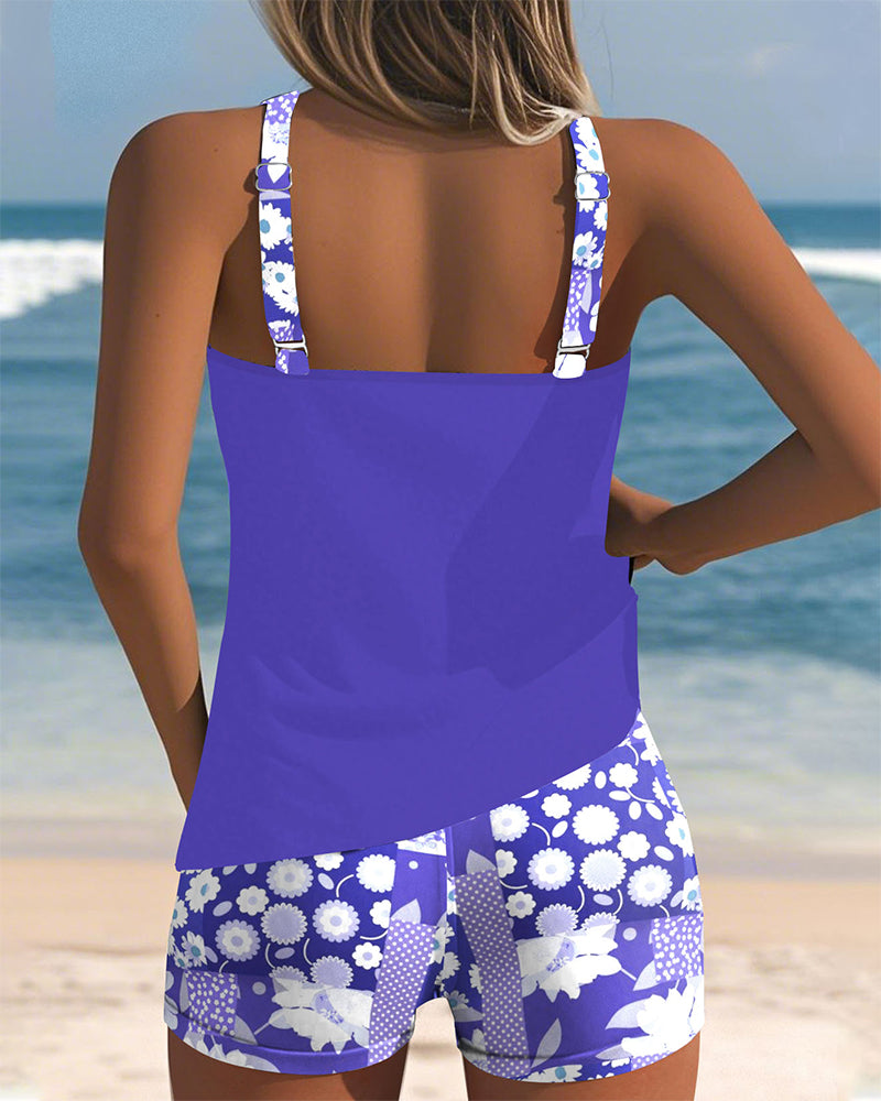 Colette | Tank Top Swimsuit & Printed Boxer Shorts Set