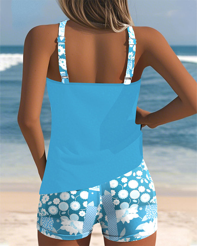Colette | Tank Top Swimsuit & Printed Boxer Shorts Set