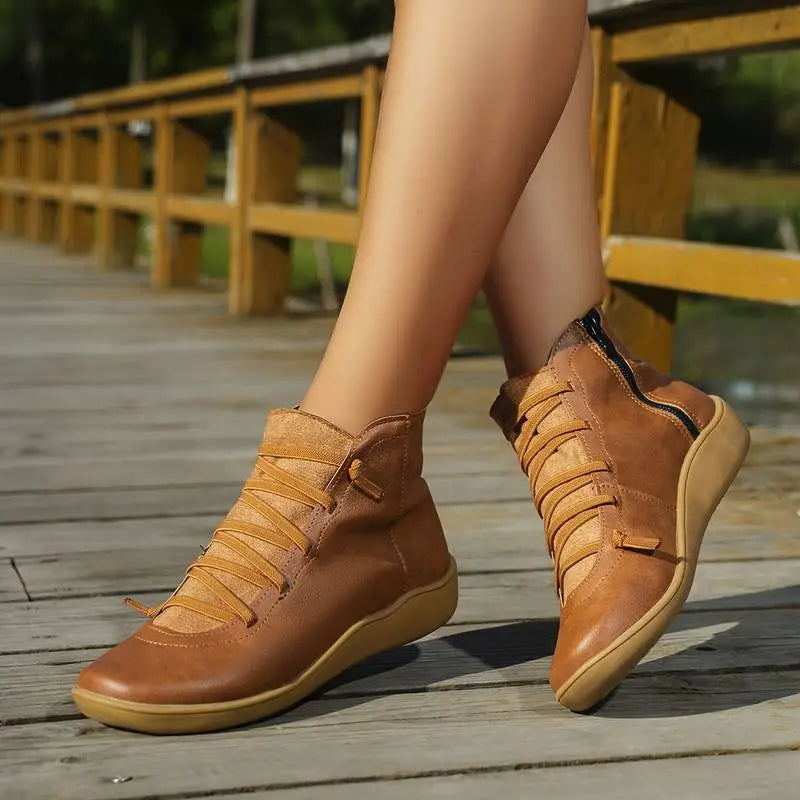 Women's Casual Lace-Up Ankle Boots - Everyday Comfort and Style