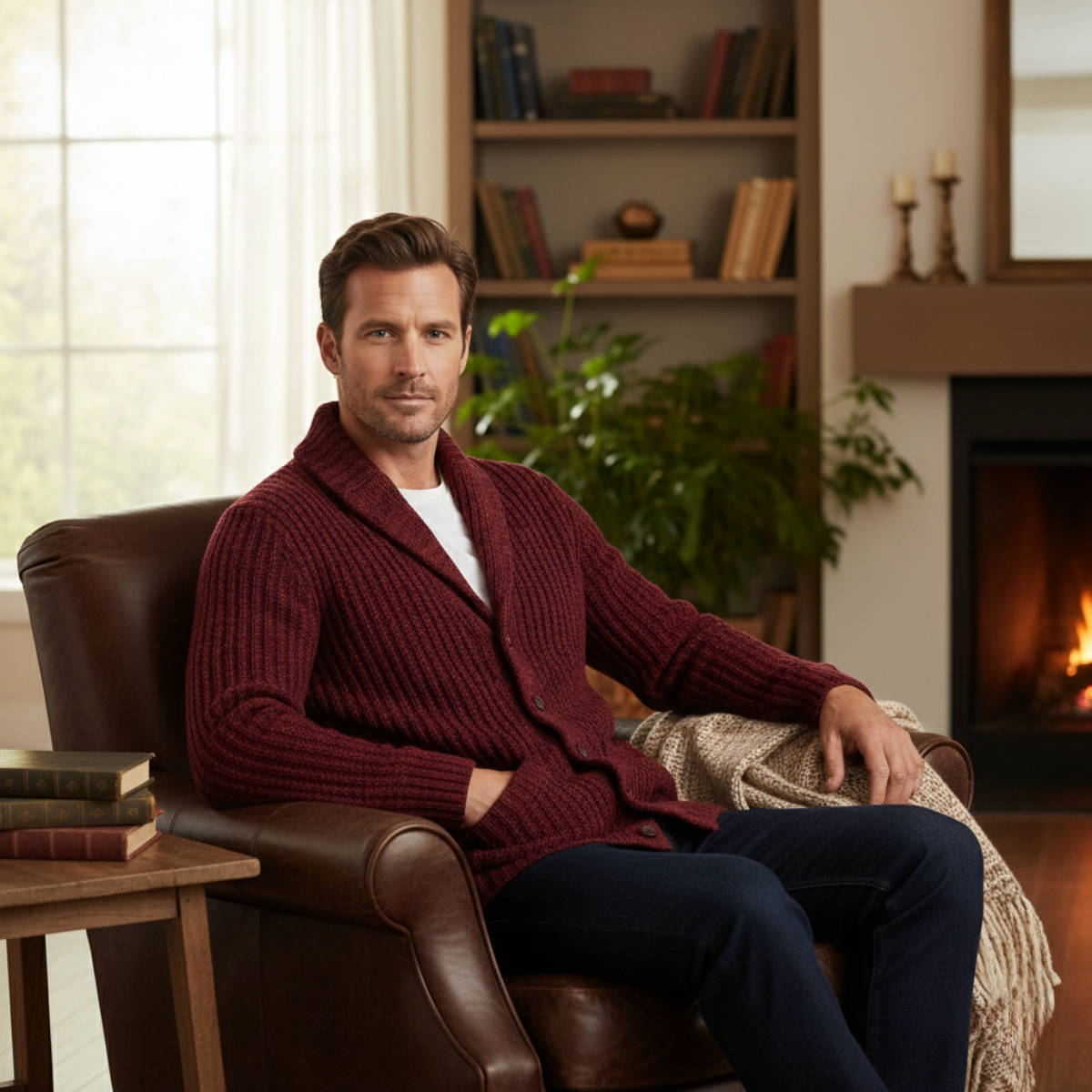 Montpellier Men's Premium Chunky-Knit Shawl Collar Cardigan