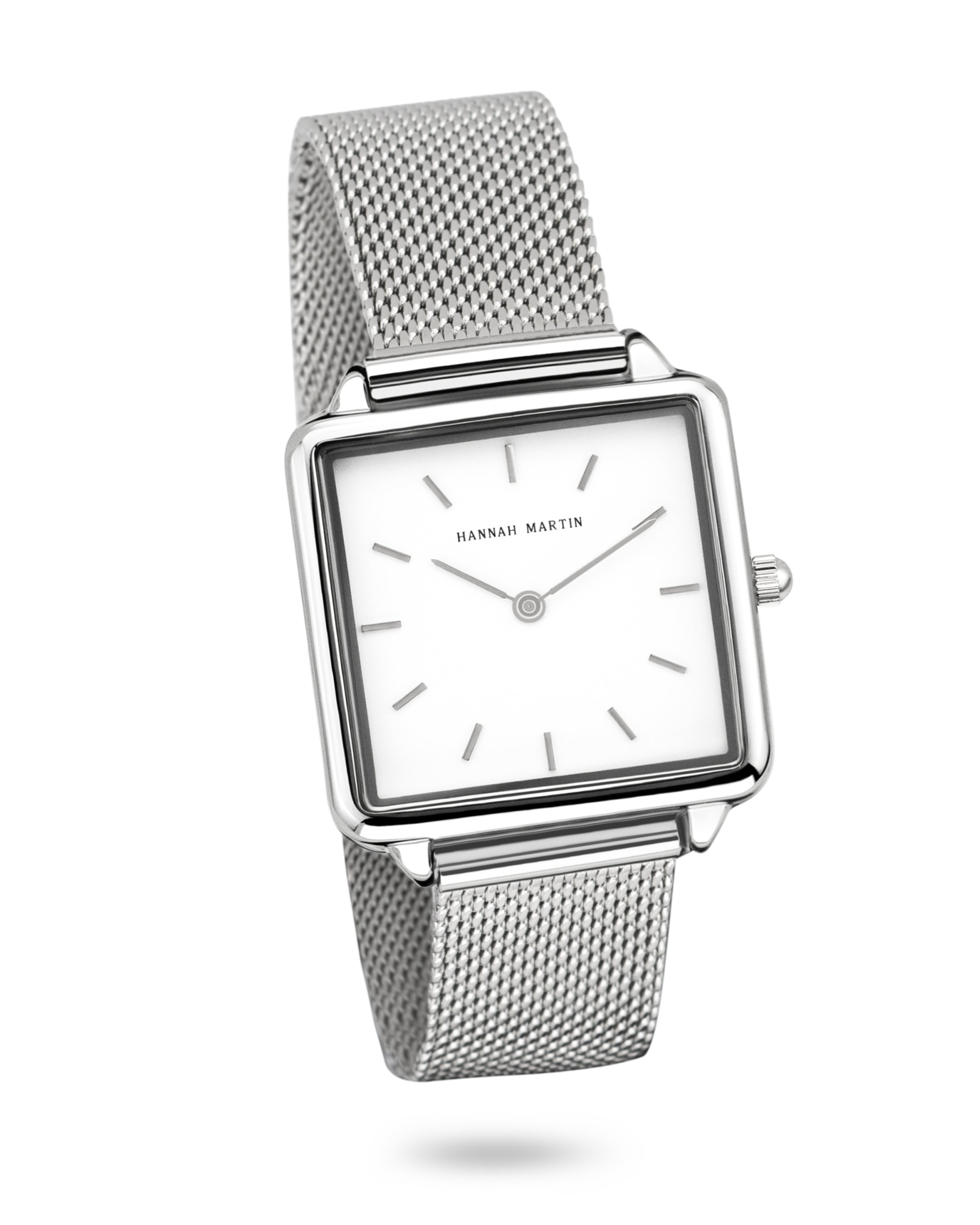 Elegant Zenith Square Silver Watch with Luxury Mesh Band