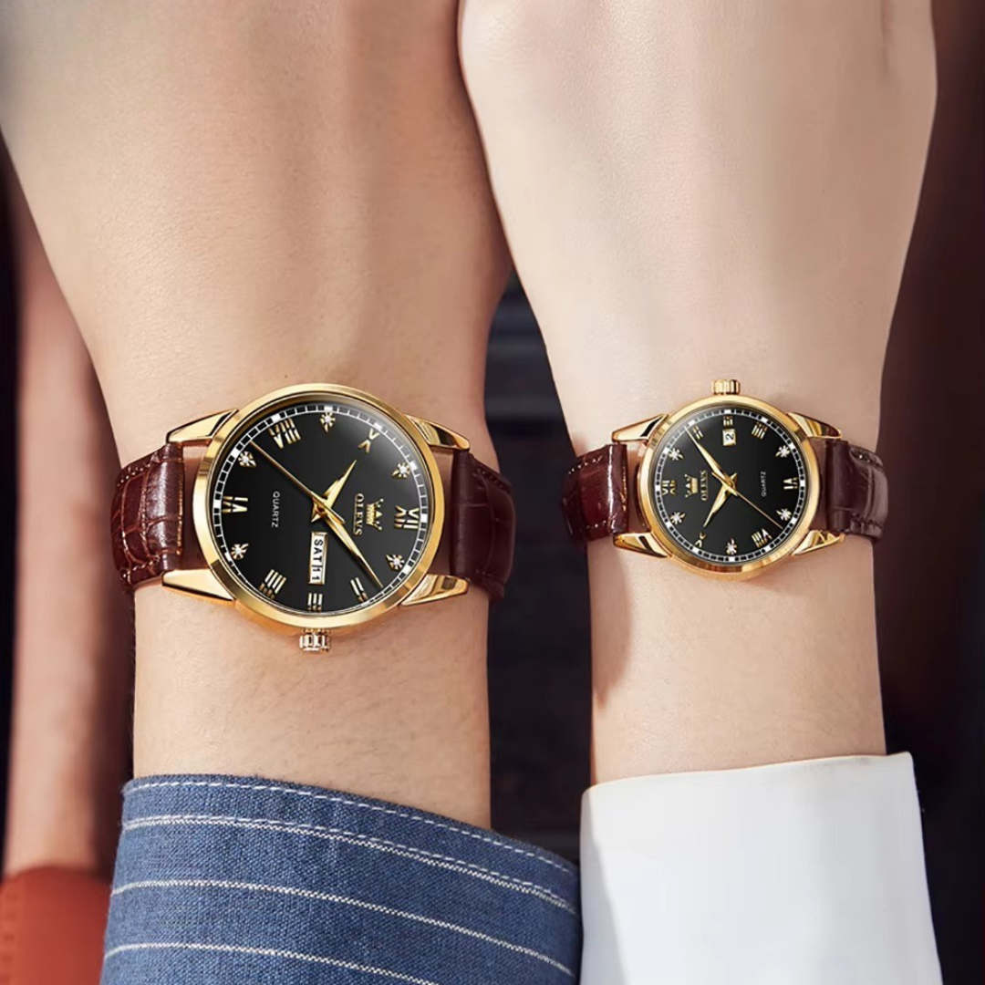 Elegant Couple Watch with Business Style and Quartz Analog Movement