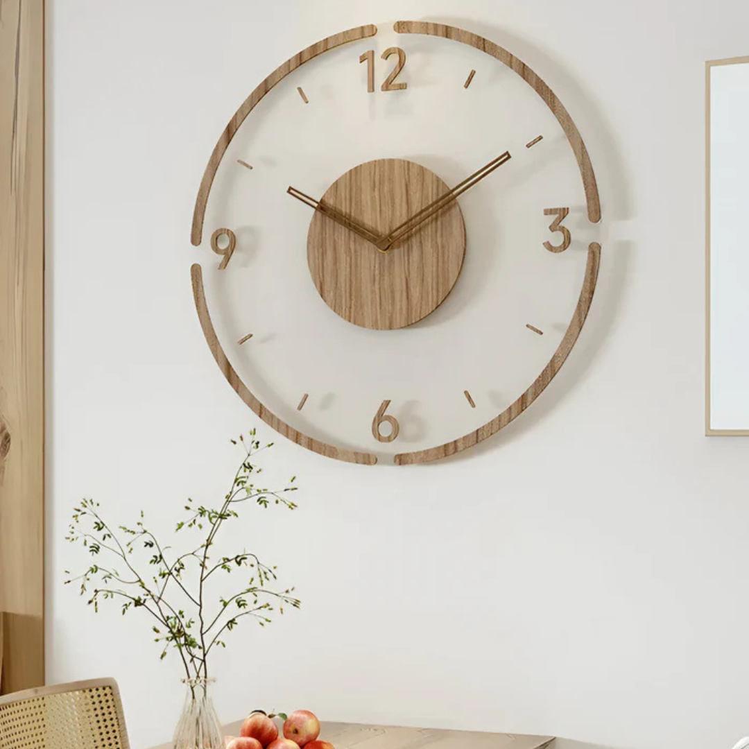 Nock - Stylish Modern 30 cm Wall Clock in Acrylic and Wood for an Elegant Living Room