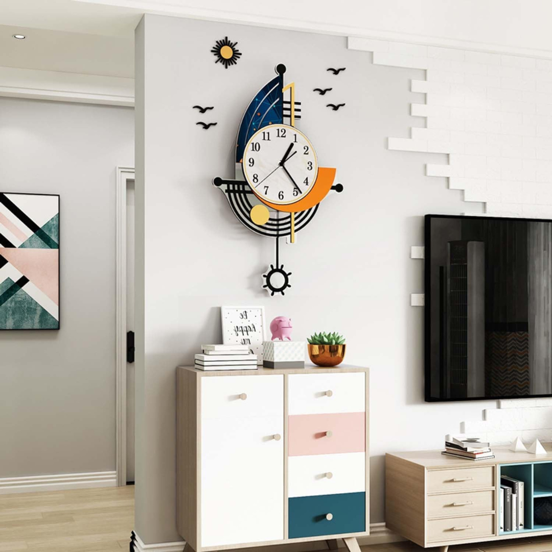 Clova - Large Sailboat Wall Clock for a Nautical Touch in the Home